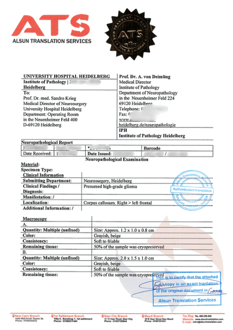 ترجمة التحاليل الطبية لدى شركة الألسن